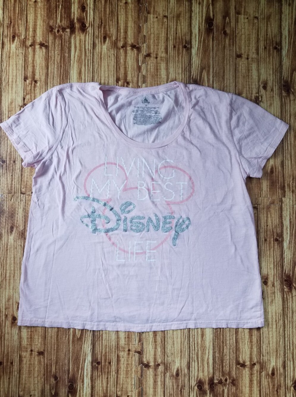 Disney Light Pink 'Living My Best Life' T-Shirt Women's 2XL Parks Cotton